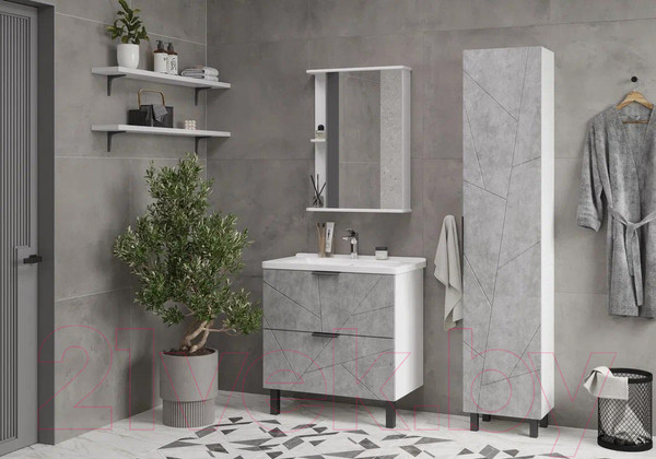 Изображение товара Тумба с умывальником Volna Twing 70.2Y бетон Миранда 70 (напольная)