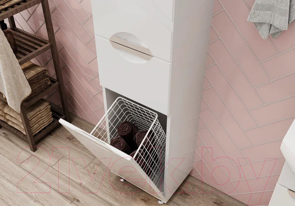 Изображение товара Шкаф-пенал для ванной Volna Adel 35 (c корзиной)