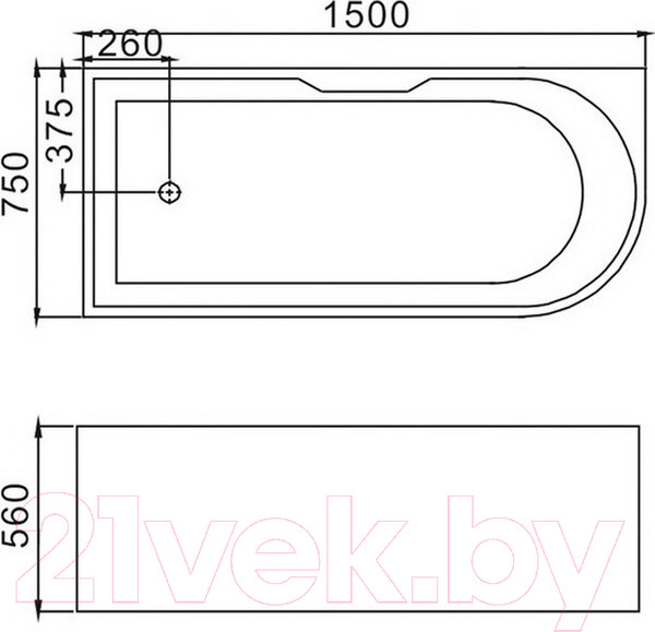 Изображение товара Ванна акриловая Grossman GR-2201L 150x75
