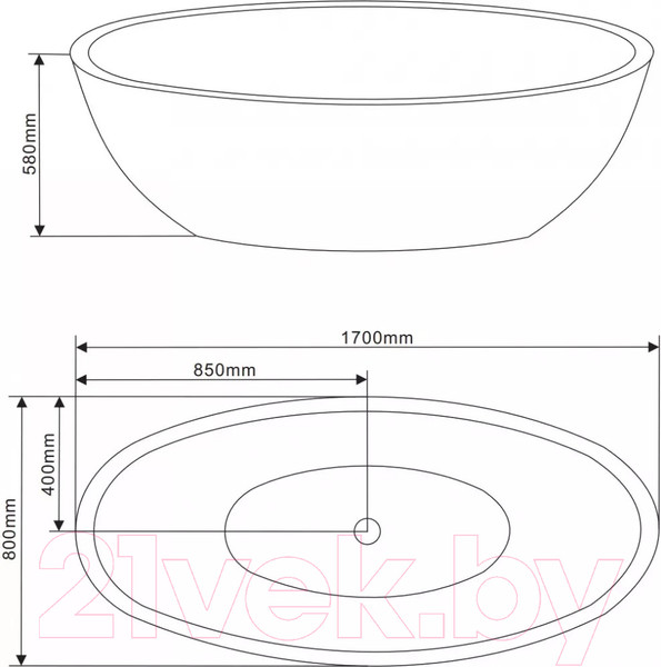 Изображение товара Ванна акриловая Grossman GR-1701 Fly 170x80