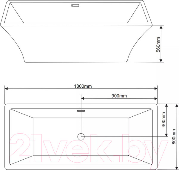 Изображение товара Ванна акриловая Grossman GR-1901 Cristal 180x80