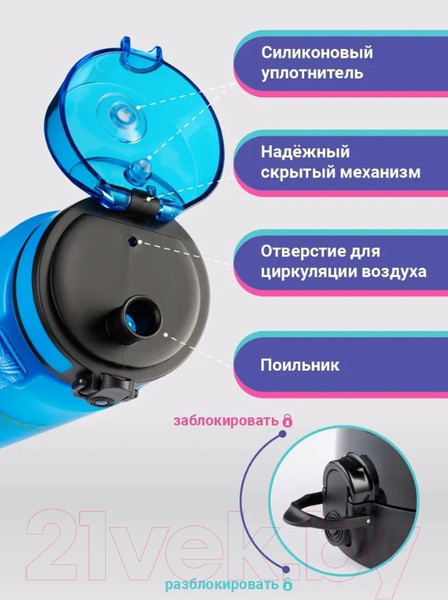Изображение товара Бутылка для воды UZSpace Aurora Blue / 3037 (650мл, синий)