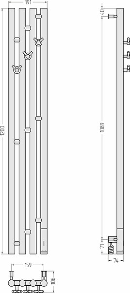 Изображение товара Полотенцесушитель электрический Сунержа Кантата 3.0 120x15.9 / 032-5847-1216