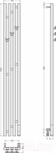 Изображение товара Полотенцесушитель электрический Сунержа Кантата 3.0 150x15.9 / 31-5847-1516