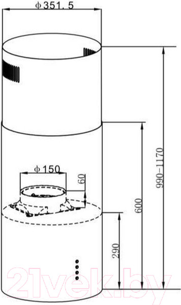 Изображение товара Вытяжка коробчатая Maunfeld Lee Light Isla 35 (черный)