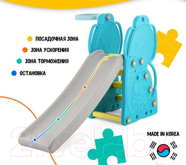 Изображение товара Горка-комплекс Happy Box С баскетбольным кольцом / JM-755E (синий)