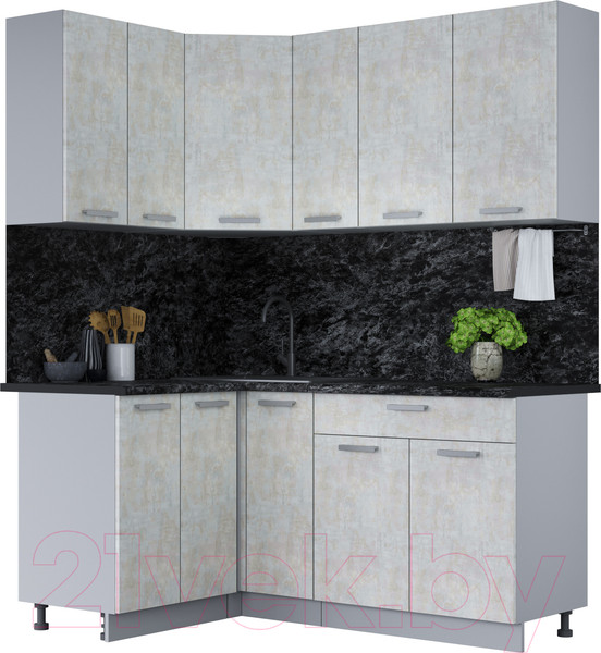 Изображение товара Кухонный гарнитур Интерлиния Мила Лайт 1.2x1.7 (бетон лайт)