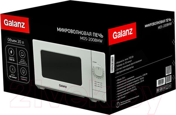 Изображение товара Микроволновая печь Galanz MOS-2008MW (белый)