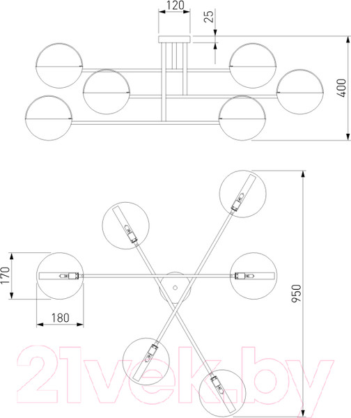 Изображение товара Потолочный светильник Евросвет 70148/6 (черный/золото)