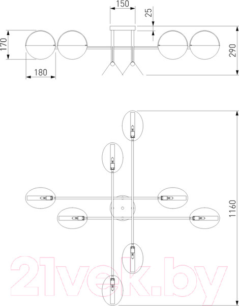 Изображение товара Потолочный светильник Евросвет 70148/8 (черный/золото)