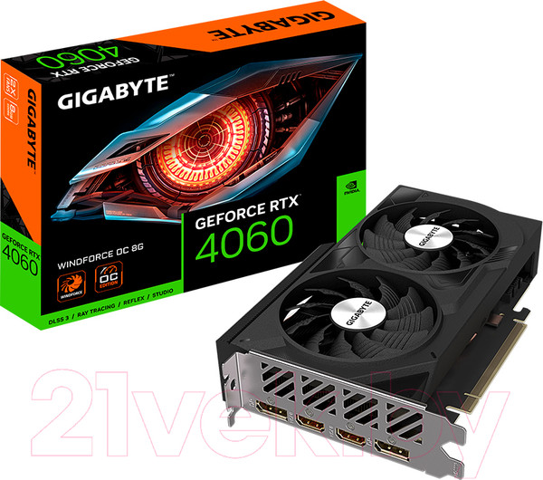 Изображение товара Видеокарта Gigabyte RTX 4060 Windforce OC 8G (GV-N4060WF2OC-8GD)