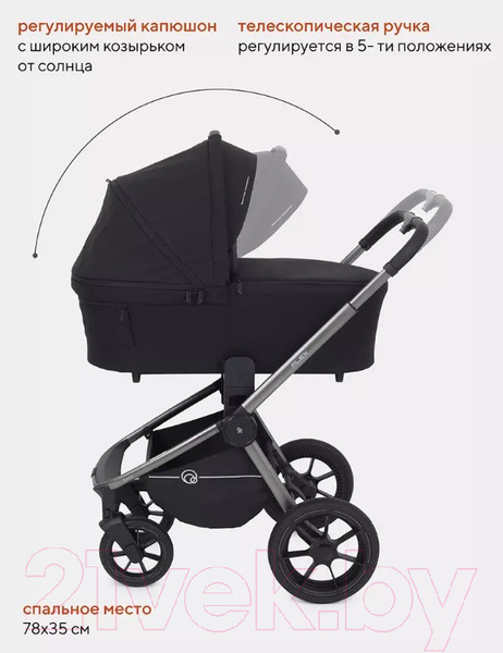 Изображение товара Детская универсальная коляска Rant Flex Pro 2 в 1 2023 / RA074 (черный)