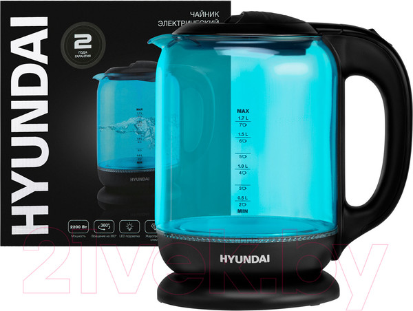 Изображение товара Электрочайник Hyundai HYK-G2806 (голубой/черный)