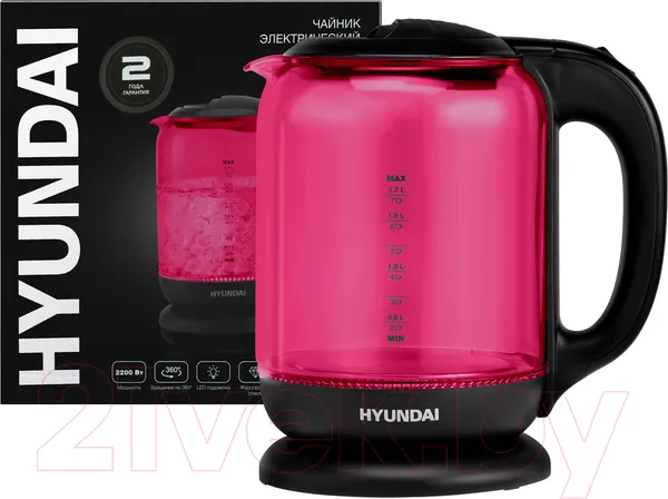 Изображение товара Электрочайник Hyundai HYK-G4808 (малиновый/черный)