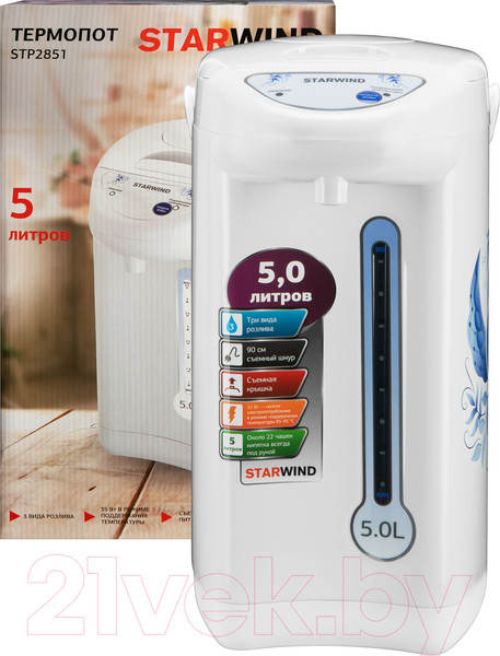 Изображение товара Термопот StarWind STP2851 (белый/голубой)