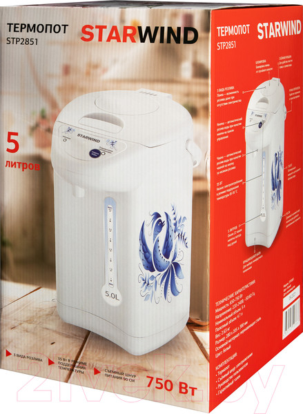 Изображение товара Термопот StarWind STP2851 (белый/голубой)