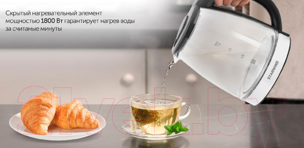 Изображение товара Электрочайник StarWind SKG2050 (черный/серебристый)