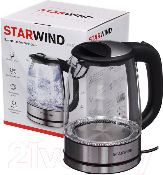 Изображение товара Электрочайник StarWind SKG5210 (черный/серебристый)