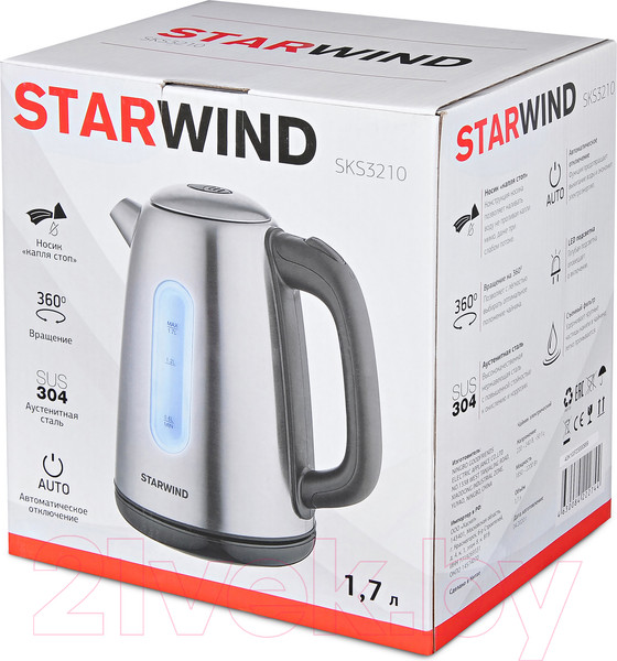 Изображение товара Электрочайник StarWind SKS3210 (серебристый)