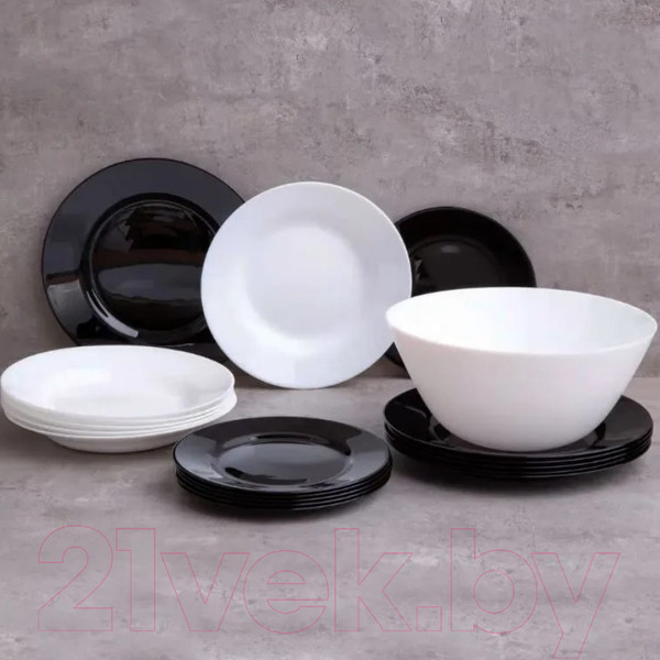 Изображение товара Набор тарелок Luminarc Plumi V0347 (19шт, черный/белый)