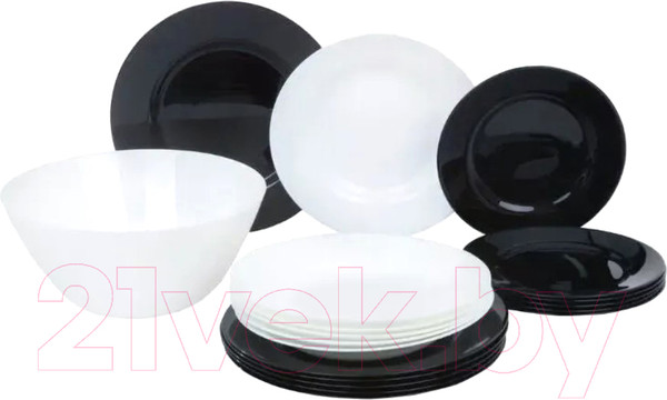 Изображение товара Набор тарелок Luminarc Plumi V0347 (19шт, черный/белый)