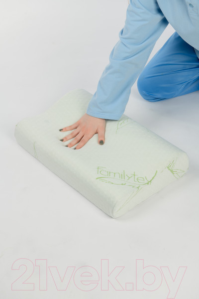 Изображение товара Подушка для сна Familytex ППУМ с памятью формы (50x33x8/11, бамбук)