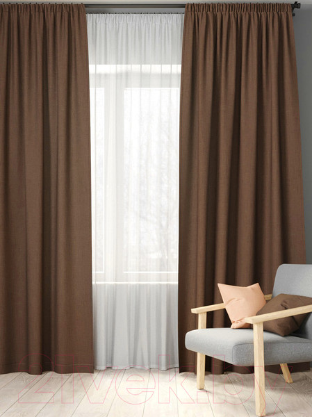 Изображение товара Комплект штор Loon Линен на ленте / GO.LEN.LIN-4 (коричневый)
