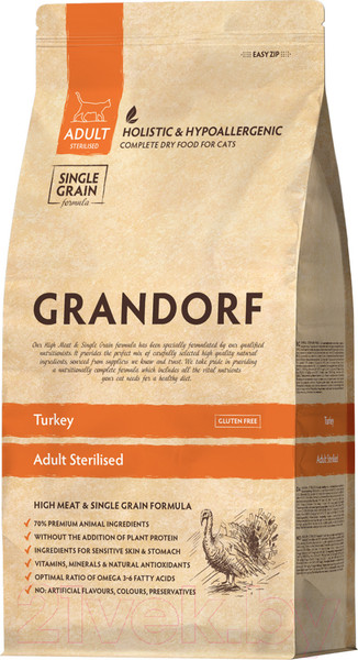 Изображение товара Сухой корм для кошек Grandorf Turkey Sterilised (0.4кг)