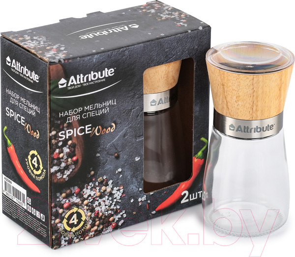 Изображение товара Набор мельниц для специй Attribute Spice Wood AGS359 (2шт)