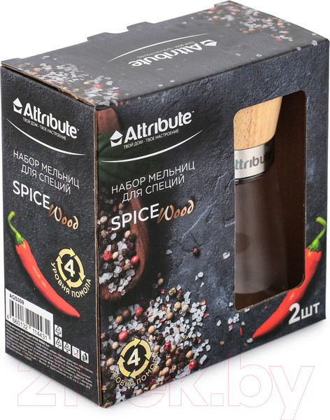 Изображение товара Набор мельниц для специй Attribute Spice Wood AGS359 (2шт)