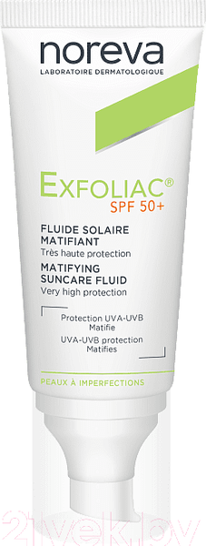 Изображение товара Эмульсия солнцезащитная Noreva Эксфолиак Матирующая SPF 50+ (40мл)