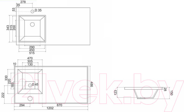 Изображение товара Умывальник Marko Марсал 120 L (черный мрамор)