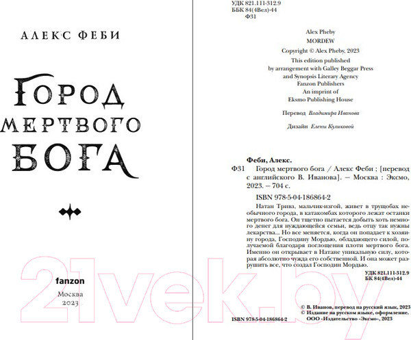 Изображение товара Книга Fanzon Город мертвого бога (Феби А.)