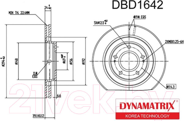 Изображение товара Тормозной диск Dynamatrix-Korea DBD1642