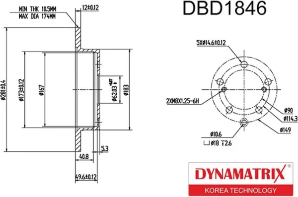 Изображение товара Тормозной диск Dynamatrix DBD1846