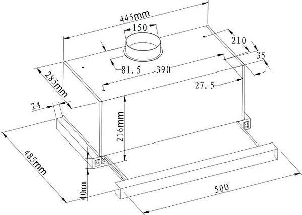 Изображение товара Вытяжка телескопическая Evelux Tel 50 B