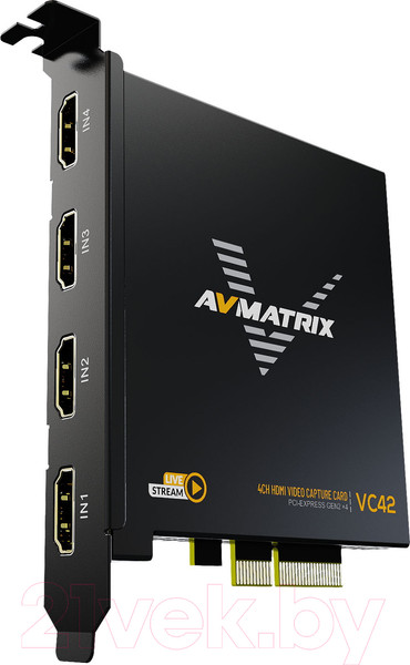 Изображение товара Устройство видеозахвата Avmatrix VC42 4CH HDMI PCIE / 29983