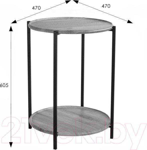 Изображение товара Журнальный столик Мебелик BeautyStyle 21 (орех гикори Grey/черный)