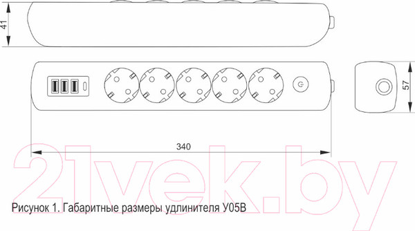Изображение товара Удлинитель IEK У05В / WYP12-16-05-02-ZKU-K01
