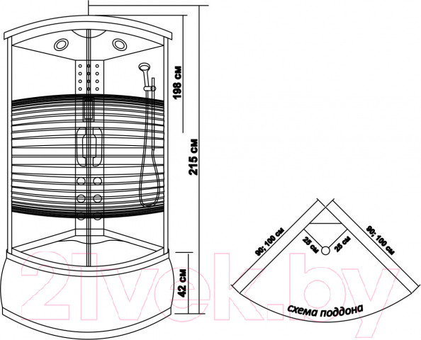 Изображение товара Душевая кабина Водный мир ВМ8808 90x90 (тонированное стекло)