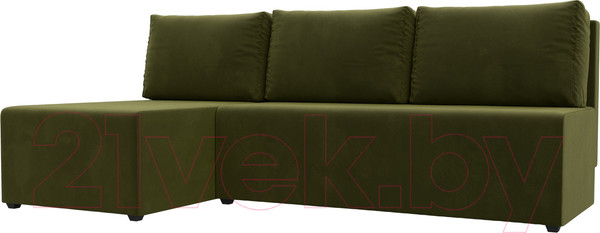 Изображение товара Диван угловой Лига Диванов Поло левый (микровельвет зеленый)