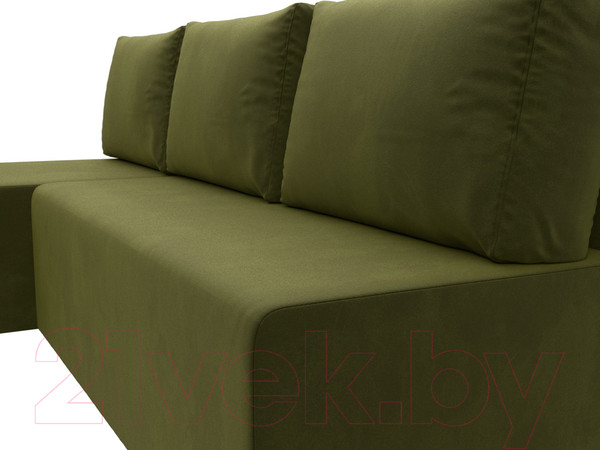 Изображение товара Диван угловой Лига Диванов Поло левый (микровельвет зеленый)