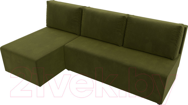 Изображение товара Диван угловой Лига Диванов Поло левый (микровельвет зеленый)