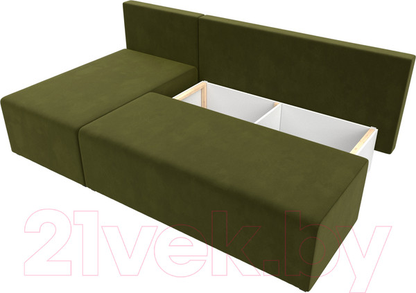 Изображение товара Диван угловой Лига Диванов Поло левый (микровельвет зеленый)