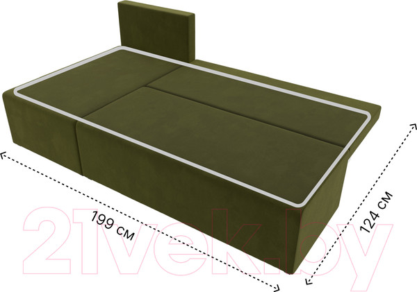 Изображение товара Диван угловой Лига Диванов Поло левый (микровельвет зеленый)