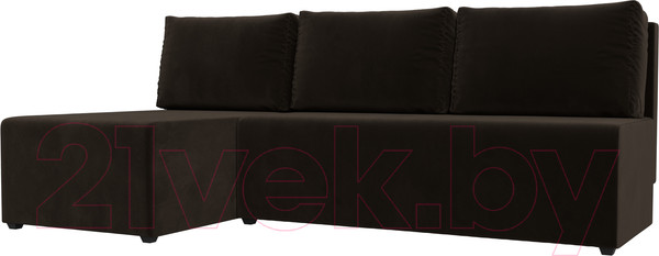 Изображение товара Диван угловой Лига Диванов Поло левый (микровельвет коричневый)