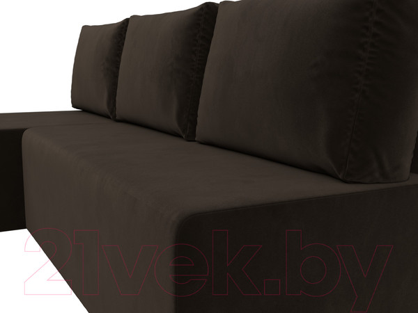 Изображение товара Диван угловой Лига Диванов Поло левый (микровельвет коричневый)