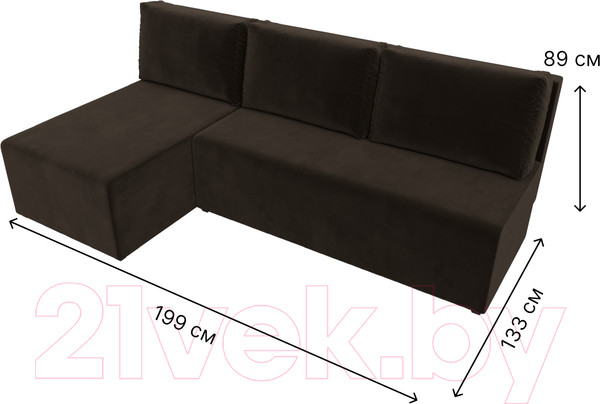 Изображение товара Диван угловой Лига Диванов Поло левый (микровельвет коричневый)
