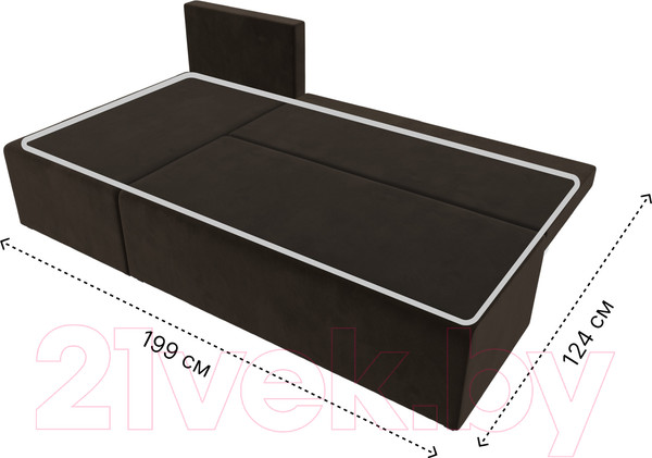 Изображение товара Диван угловой Лига Диванов Поло левый (микровельвет коричневый)