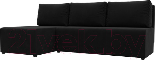 Изображение товара Диван угловой Лига Диванов Поло левый (микровельвет черный)